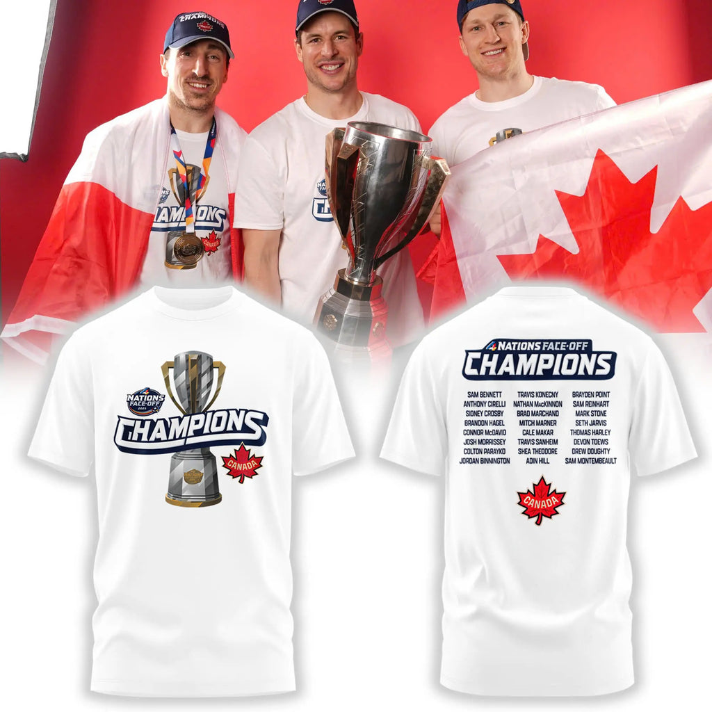 Canada Fanatics Steel 2025 4 Nations Face Off Champions Combo Tshirt | Cap | Jogger v6